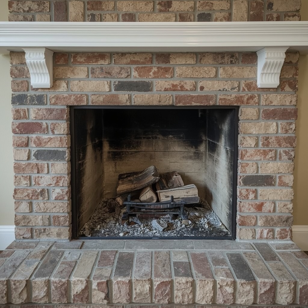 Brick firebox after a thorough sweep and ash removal