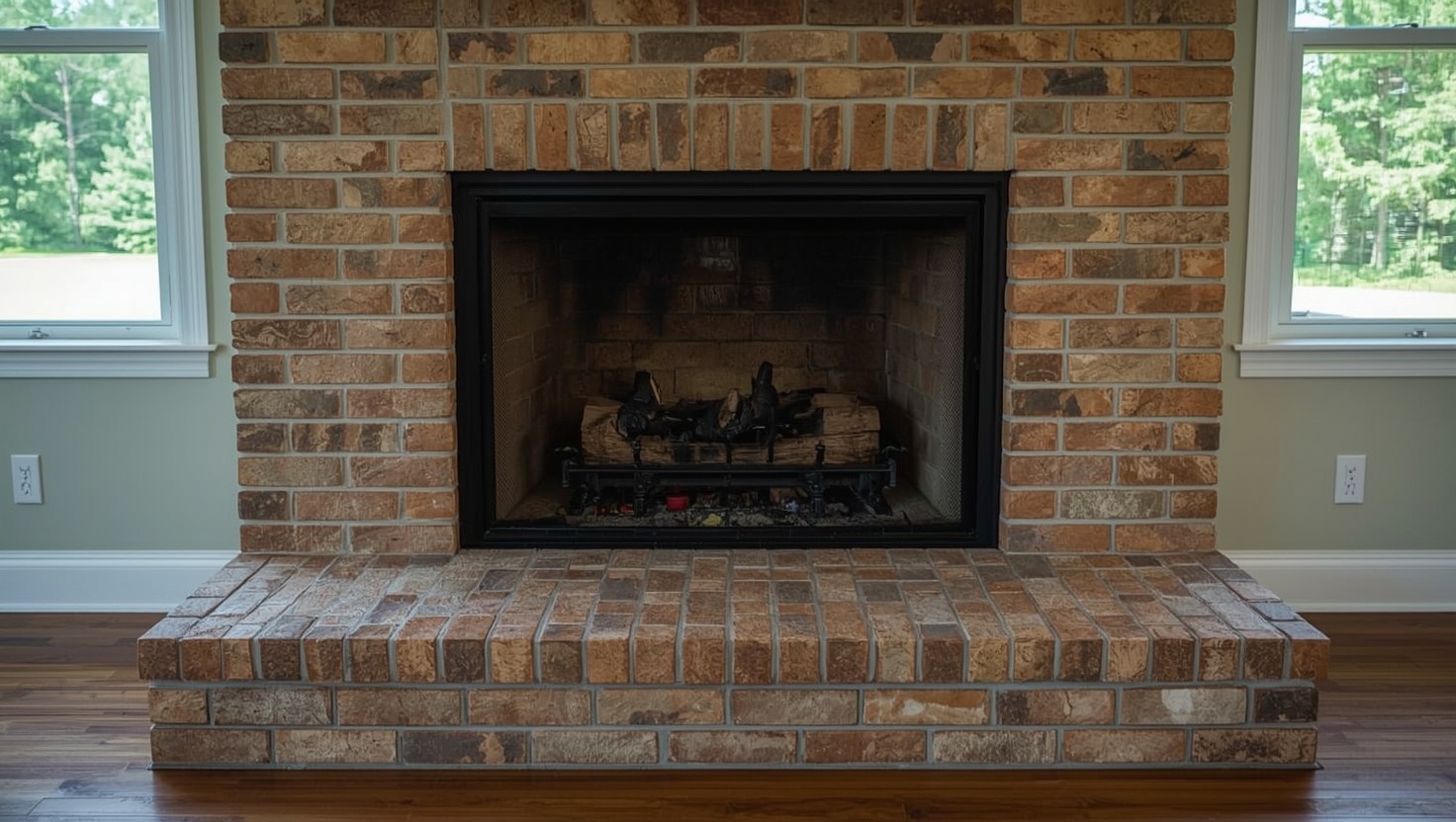 Clean residential fireplace hearth